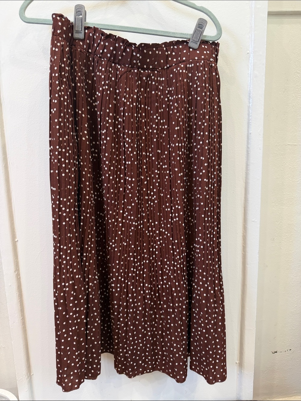 Simply Be Brown Midi Skirt with White Polka Dots